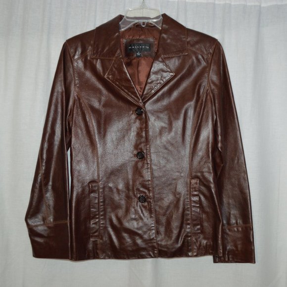 Gallery Jackets & Blazers - Gallery Medium Brown Leather Jacket Coat Lined S